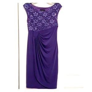Cinched Waist Purple and Sequin Dress.
